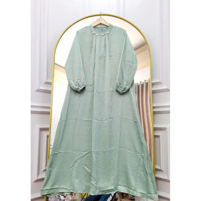 ANDINI DRESS SANTORINI SILK POLOS AKSEN MANIK MUTIARA