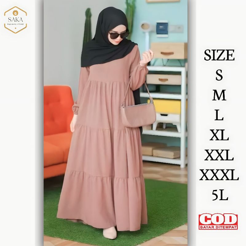 SANDIRA BAJU MUSLIM DRESS GAMIS PAKAIAN TERBARU 2024 LEBARAN WANITA CEWEK REMAJA MUSLIM POLOS SIMPEL