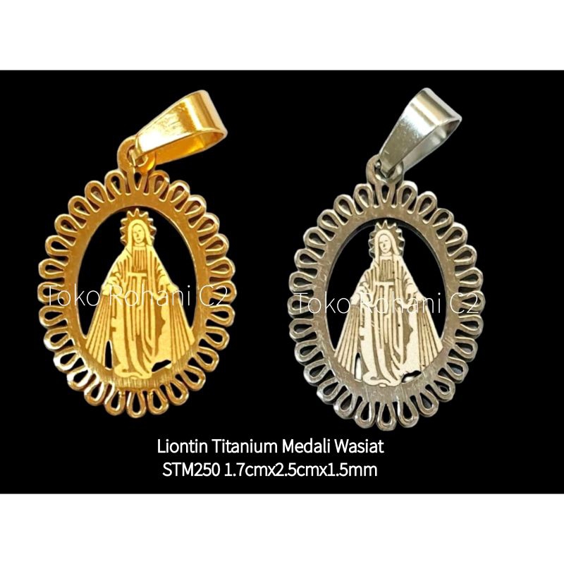 Liontin Titanium Maria Medali Wasiat STM250 1.7cmx2.5cmx1.5mm - Liontin Maria - Liontin Bunda Maria 