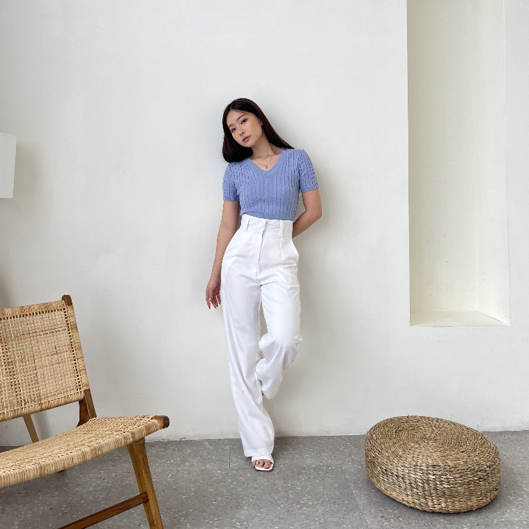 Devora Knit Textured Crop Top / Atasan Rajut / Blouse Casual / Korean Style