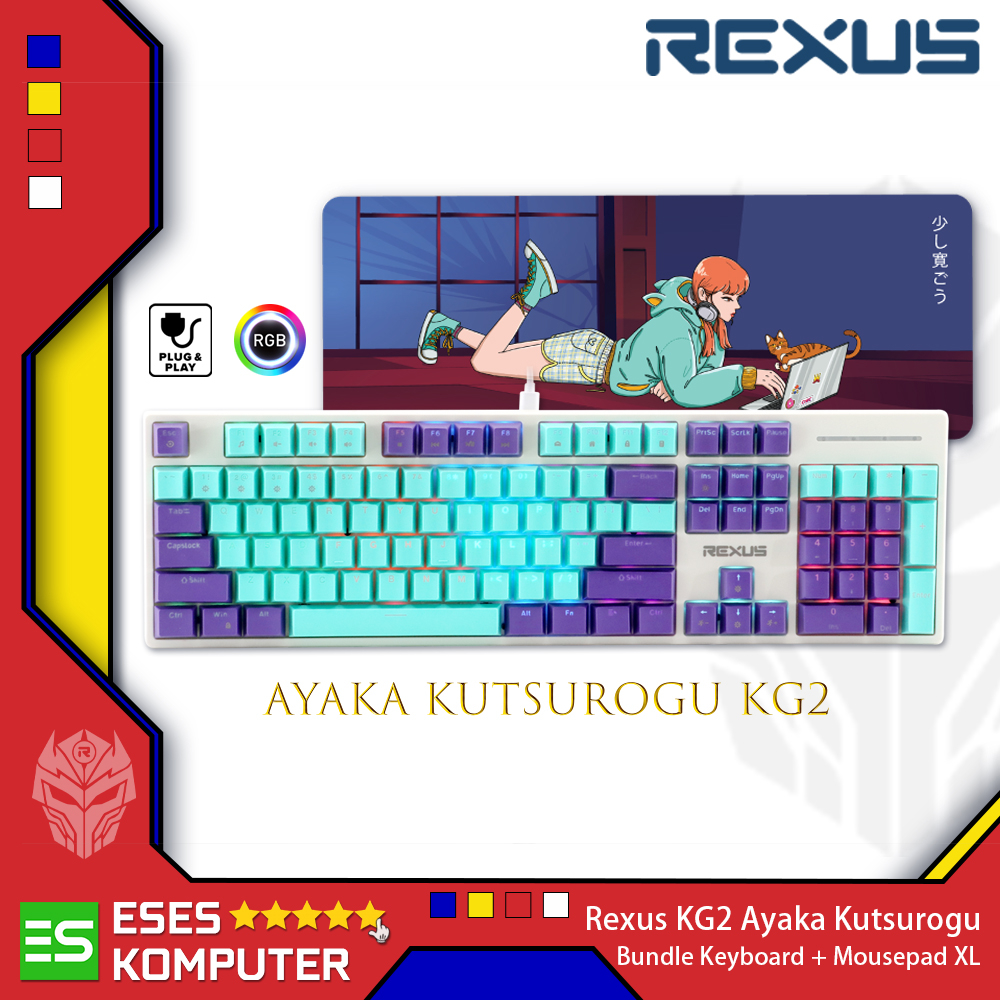 Keyboard Rexus KG2 Ayaka Kutsurogu Deskmat &amp; Keyboard Bundle Gaming