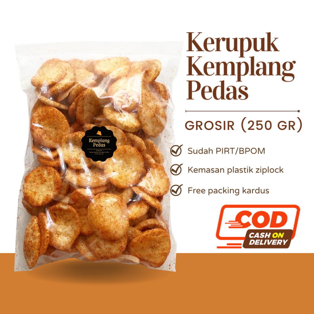 [DELISH SNACKS] Kerupuk Kemplang Pedas (Grosir) 250gr / Krupuk Palembang Ikan / Snack Cemilan Camilan Pedas Gurih