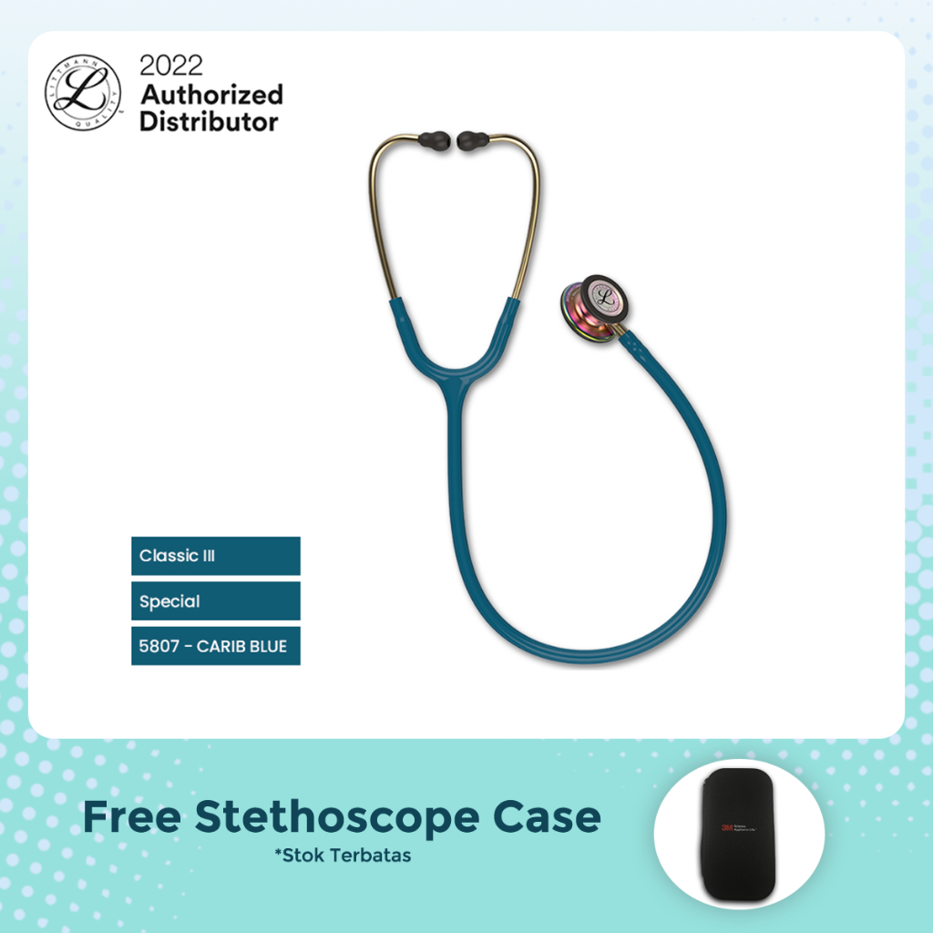 3M Littmann Classic III Stethoscope / Stetoskop Dewasa - CARIB BLUE / RNBW - 5807