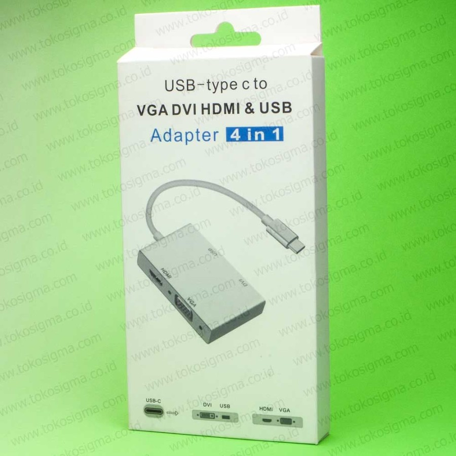 ADAPTER 4 in 1 USB 3.1 TYPE C to VGA DVI HDMI and USB 3.0 Port