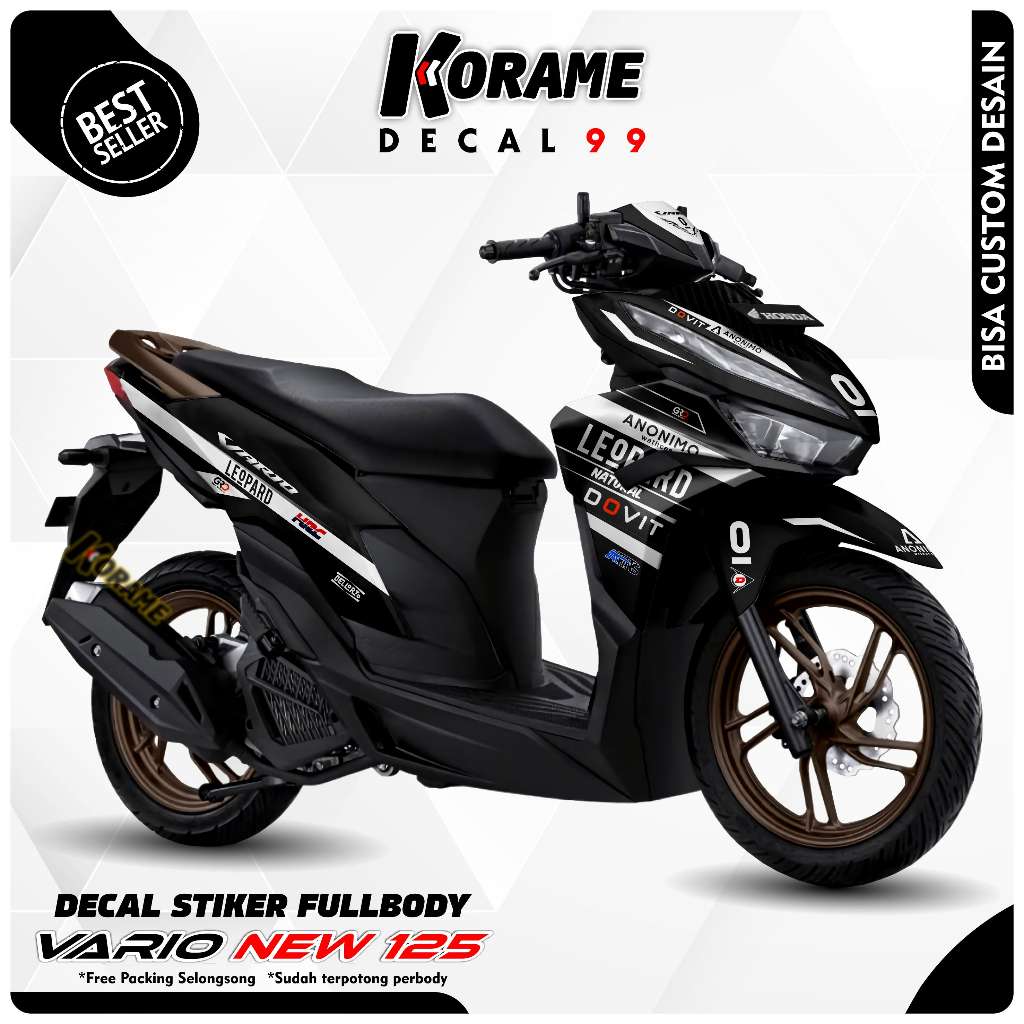 Decal Vario 125 New - Stiker Motor Vario 125 New Motif Black Leopard Racing