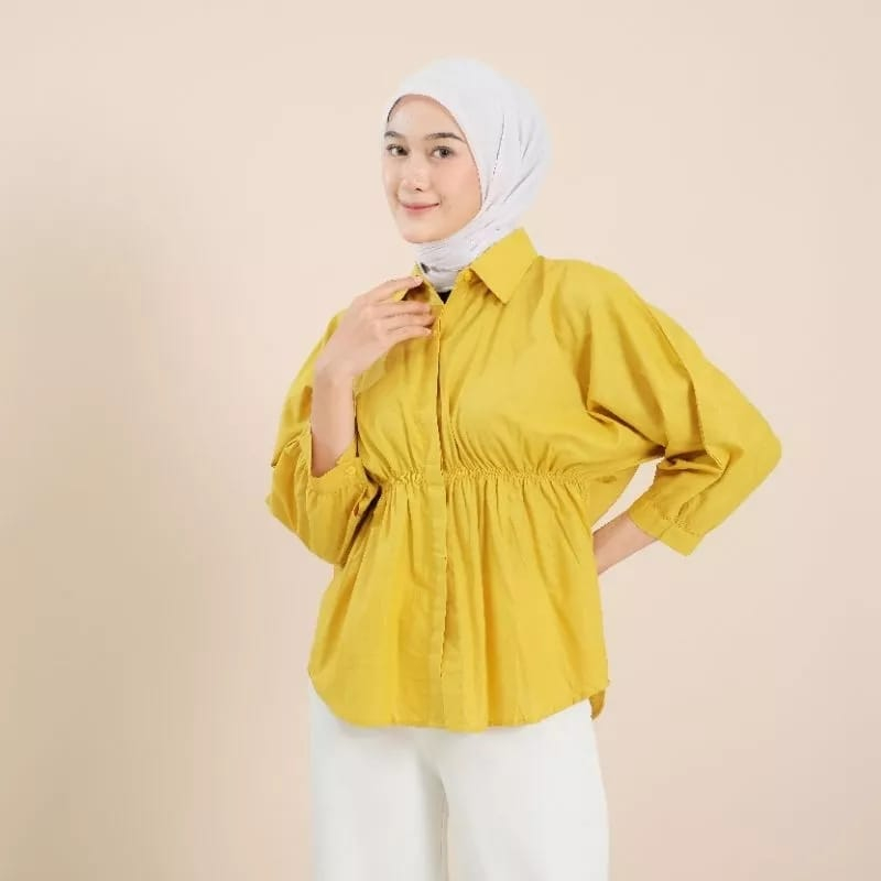 Alya Shirt Wanita - Atasan Wanita - Kemeja Kerut Depan Wanita