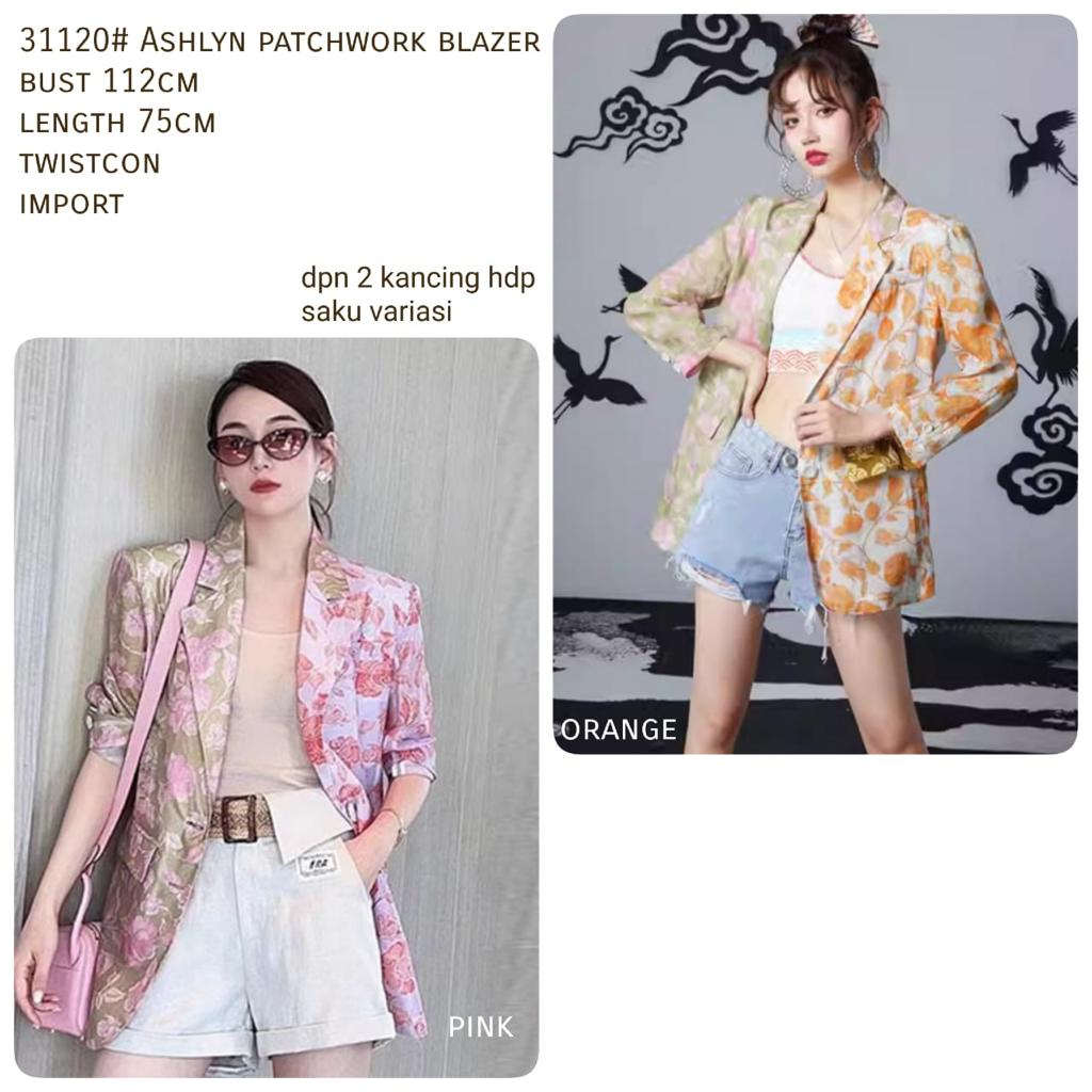 GROSIR FASHION 31120# ashlyn patchwork blazer FASHION WANITA three m threem 3m 3ms TM