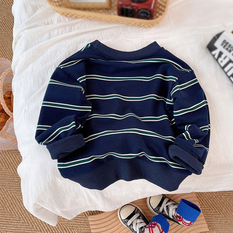 Setelan anak laki laki usia 6 bulan - 5 tahun Lengan panjang MOTIF GARIS NAVY impor