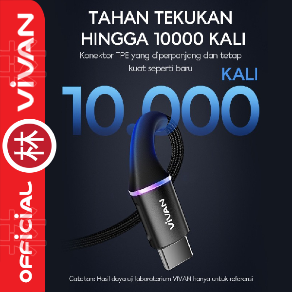 Vivan VDCC120 USB-C to USB-C LED Kabel Data Cable 60W Fast Charging