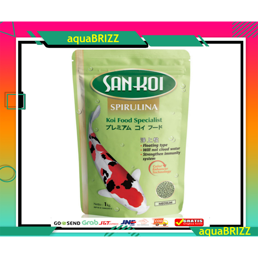 Sankoi San Koi Spirulina Medium M Pakan Makanan Ikan Koi 1kg 1 Kg