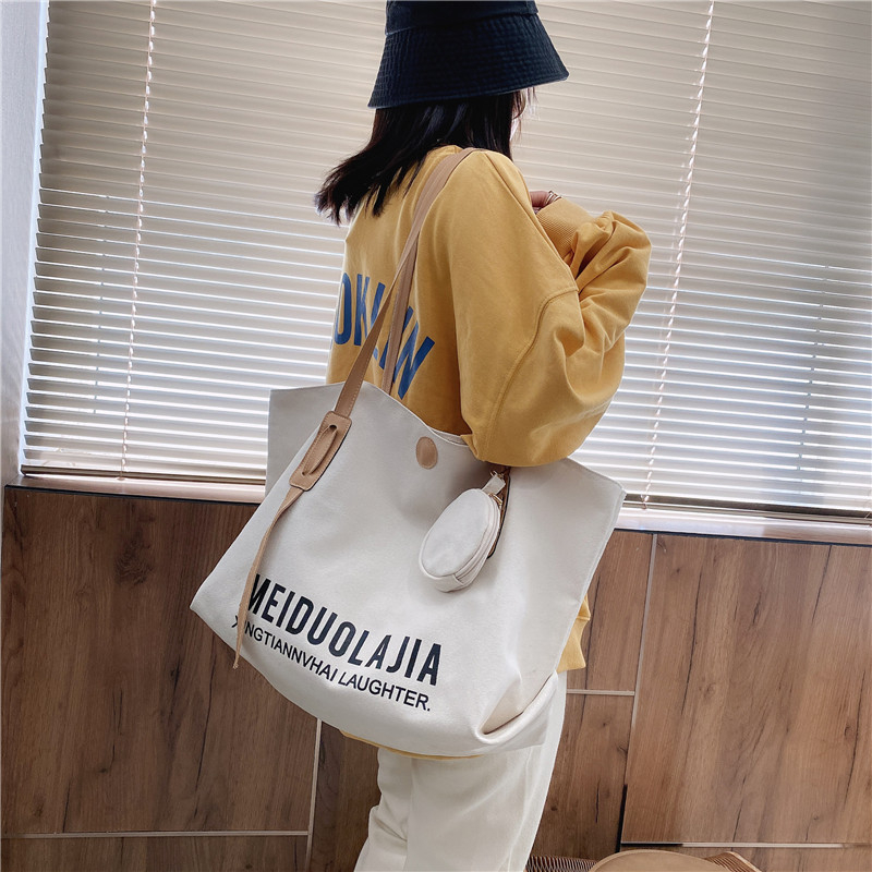 Functional Shoulder Tote Bag With Pouch Korean Style 10187