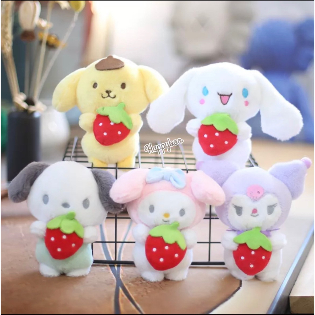 gantungan kunci boneka sanrio strawberry sasaw lolita kawaii fluffy besar