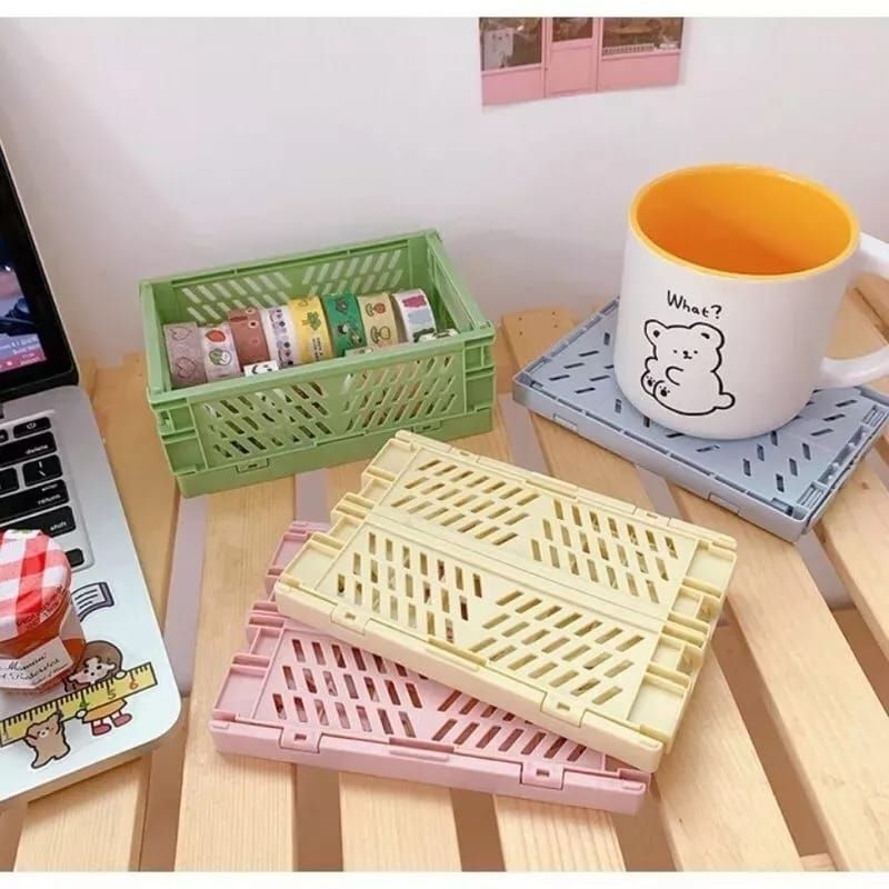 MN - Keranjang Lipat Mini Portable / Rak Storage Box Serbaguna / Organizer Box Lipat Portable Multif