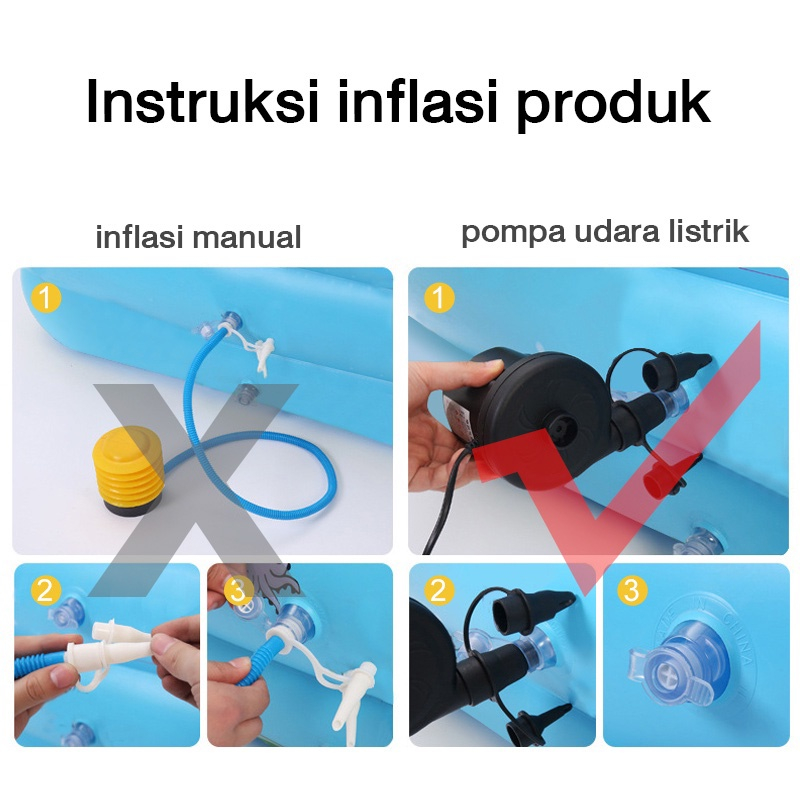 ⚡Pompa listrik gratis⚡Kolam renang anak jumbo petak karet bahan tebal 2.1M Kolam Renang Keluarga Renang Anak 3/2.6/2.1Meter Inflatable Swimming Pool Tiup Besar anak-anak renang outdoor alat kolam renang karet