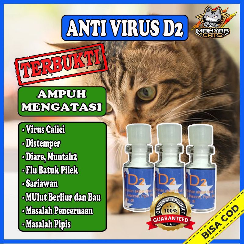 Vitamin Obat Kucing D2 Flu Virus Calici Muntah Mencet Bersin/ Obat Kucing D2 | Obat flu kucing obat virus kucing calici distemper panleu | Obat Flu Berat Panleu Calici Distemper Mencret Pipis Darah Sariawan Lemes Muntah Berliur Mulutnya