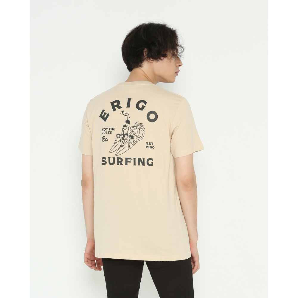 T-Shirt Erigo Surf Team Cream Unisex Kaos Pria/Wanita Tshirt Distro Full Tag