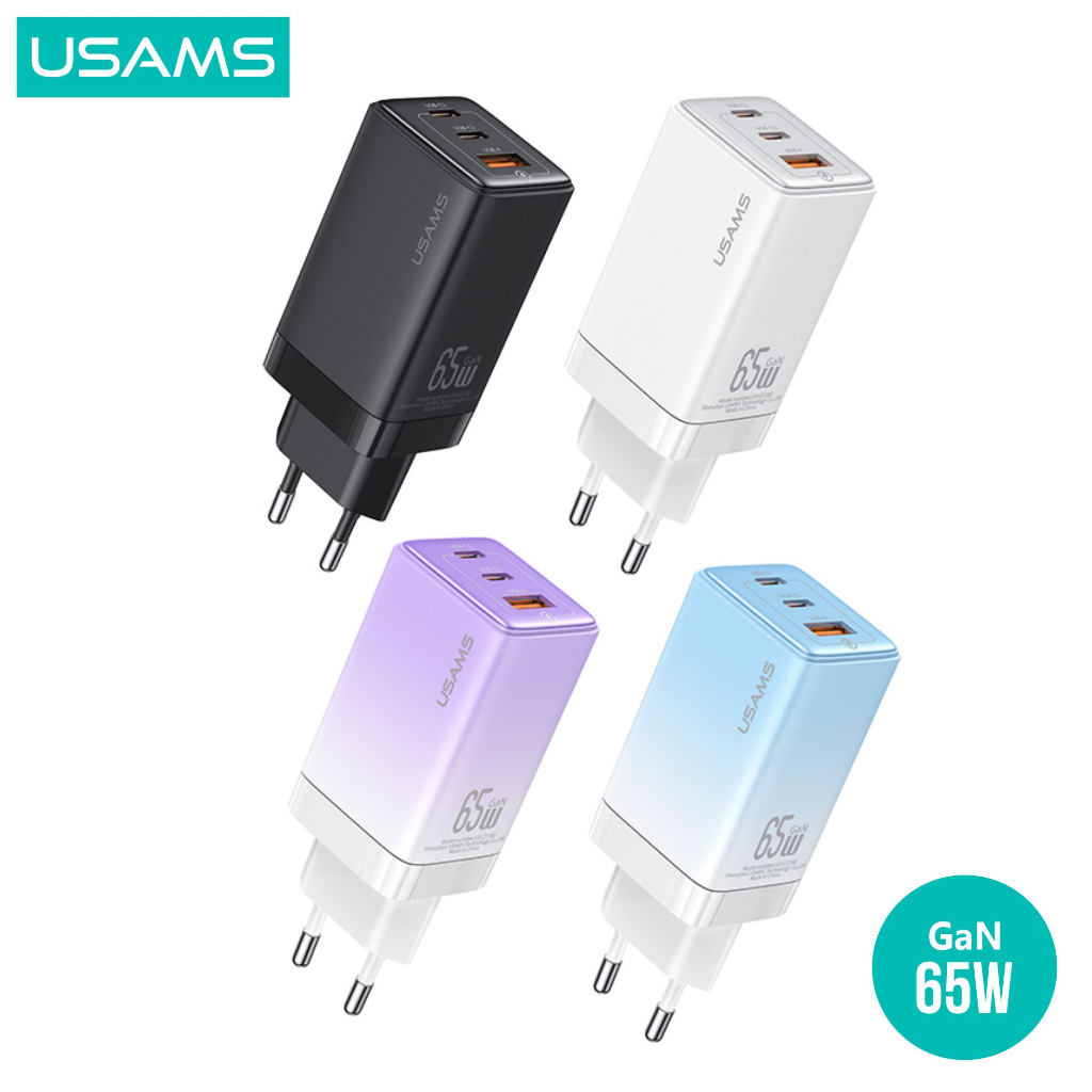 USAMS Sandru Series Adapter Fast Charger GaN 65W 3port ACC