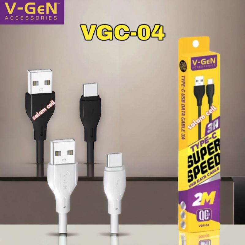 Kabel Data Type-C V-Gen VGC-04 3A Fast Charging 2Meter Original Vgen Vgc 04 Garansi Resmi