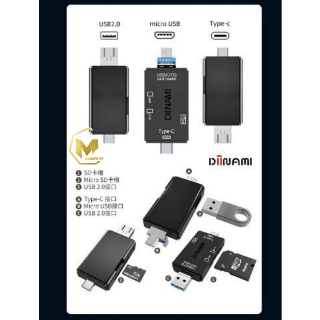 DIINAMI High Speed 6 in 1 OTG Card Reader USB 3.0 SD TF Micro SD Card Reader Type C Micro OTG Card Reader MA4978