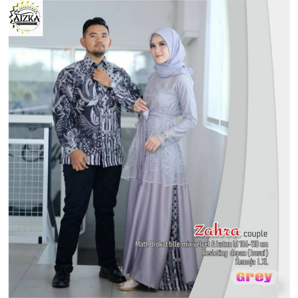 [ COD ] COUPLE KEMEJA DAN GAMIS BATIK ZAHRA || OUTFIT KONDANGAN || BATIK TUNANGAN || BATIK COUPLE RE