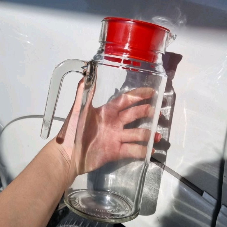 1 PCS PITCHER 1LITER TUTUP MERAH DUS KADO pitcher 1 liter pitcher kaca pitcher cantik pitcher air pi