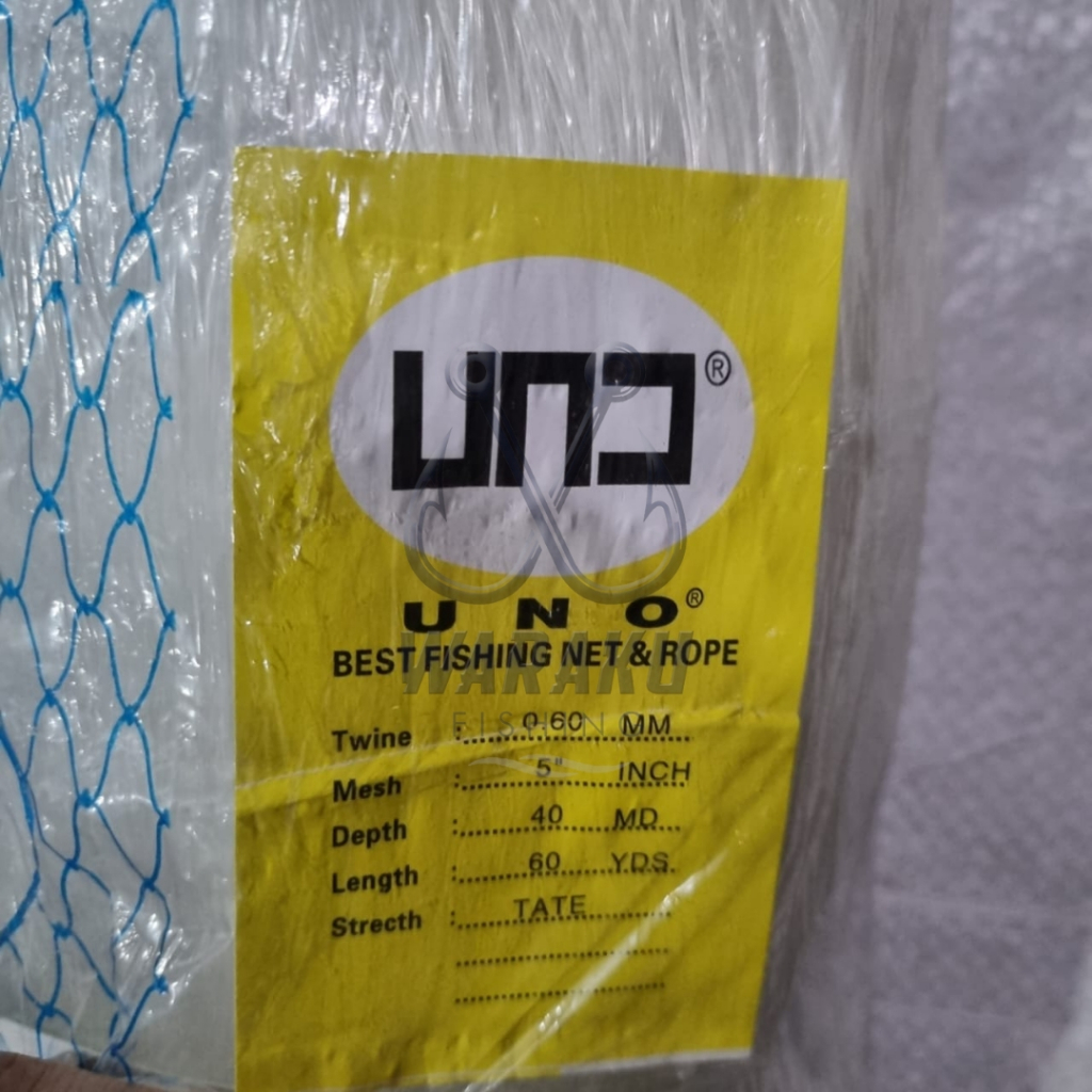 Pukat Ikan / Jaring ikan TATE Merk UNO 0.60 lubang 5 inch 40x60