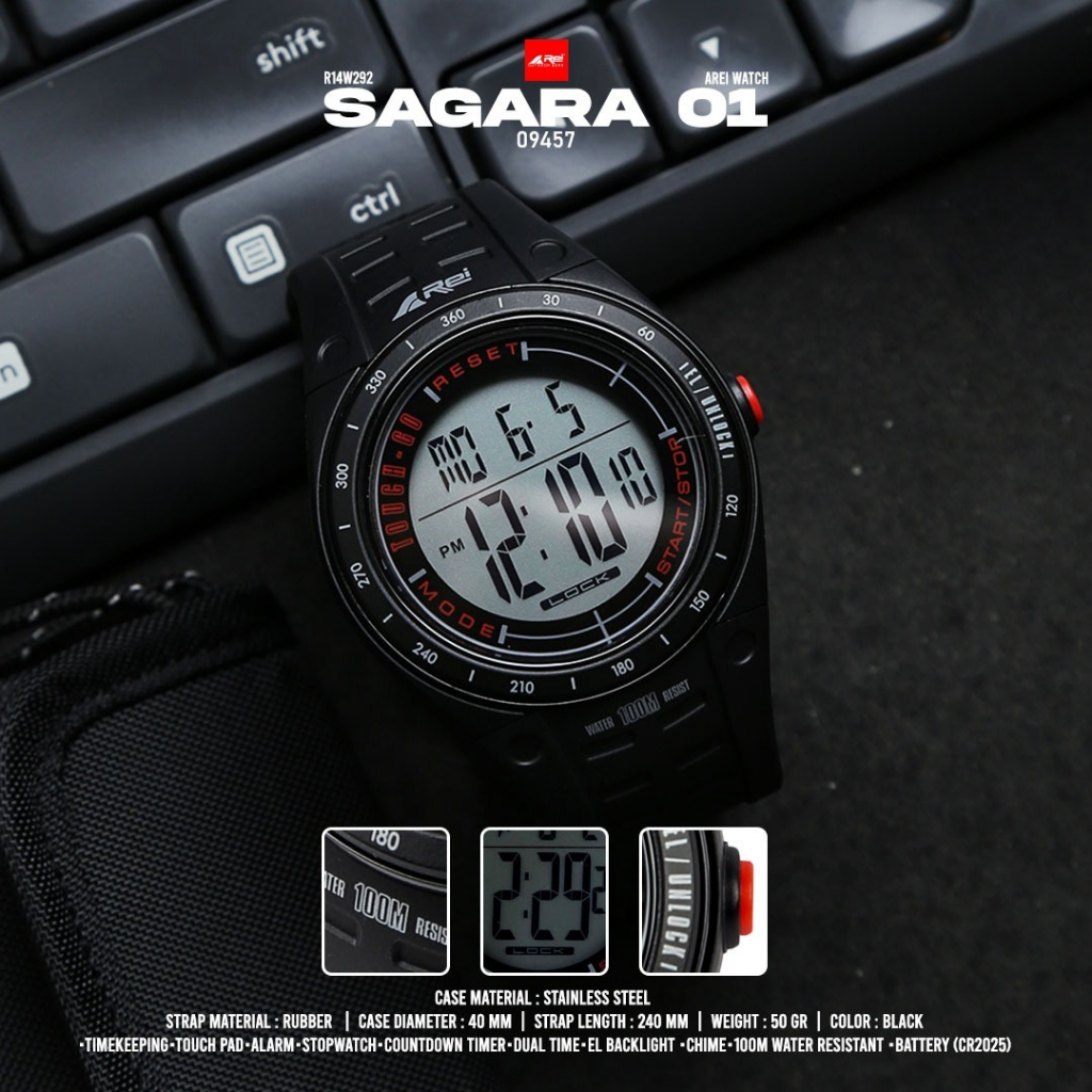 Jam Tangan / Watch Digital Pria Sagara 01 Hitam Arei Outdoorgear