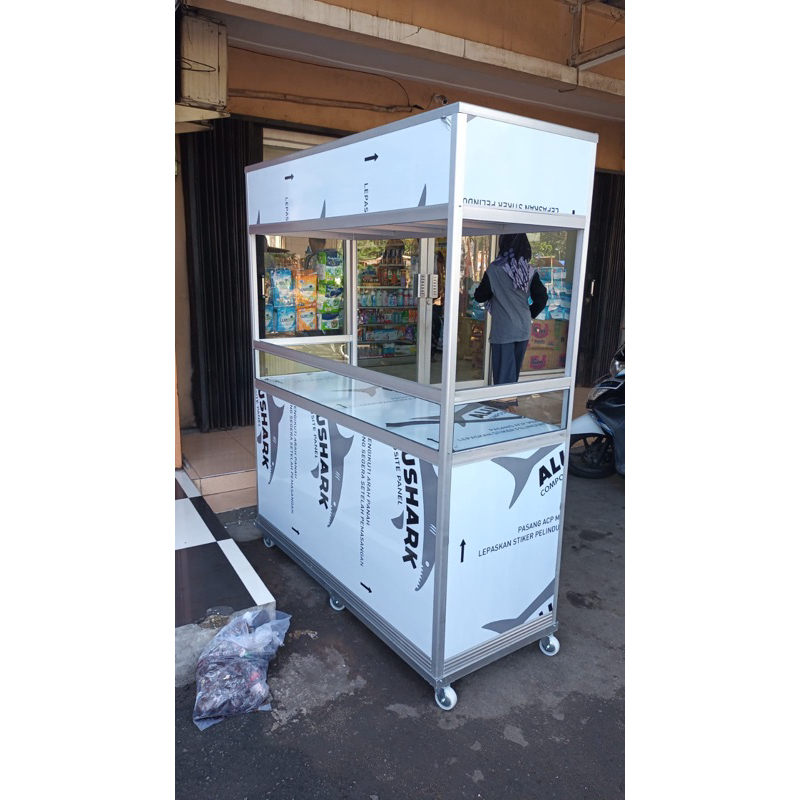 Etalase / Gerobak Alumunium Dimsum / Jus Minuman 150cm