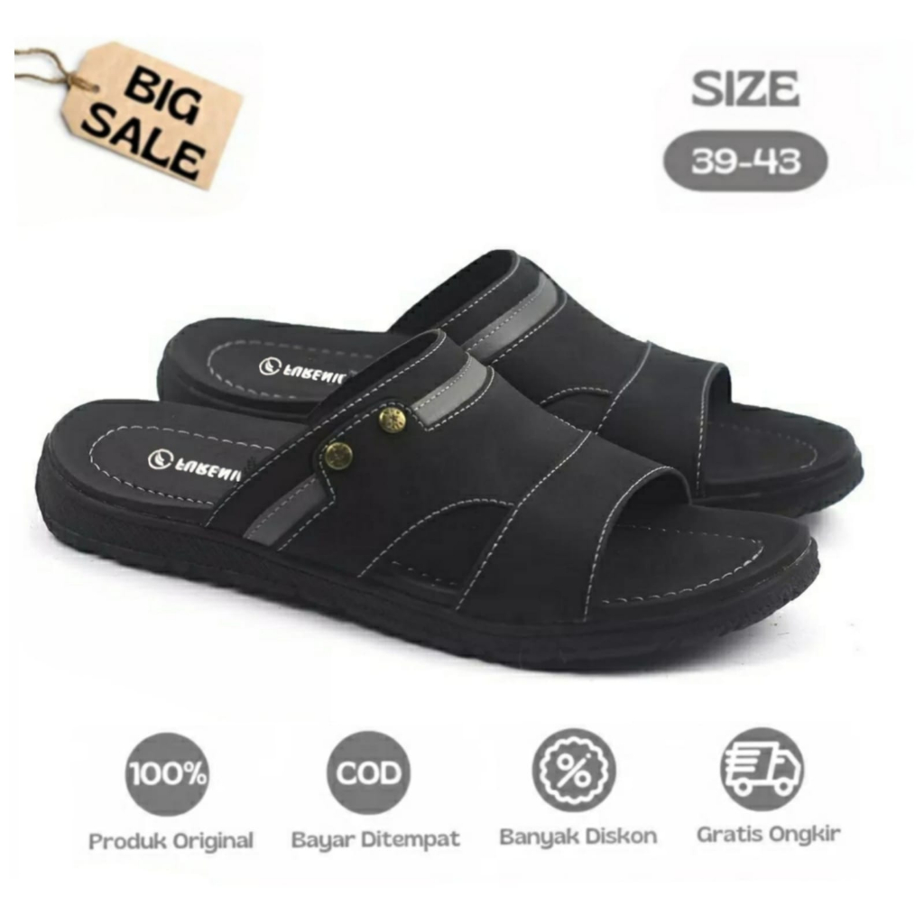 Sandal Slide Slop Pria Kulit Dewasa Sendal Selop Cowok Kekinian Terbaru