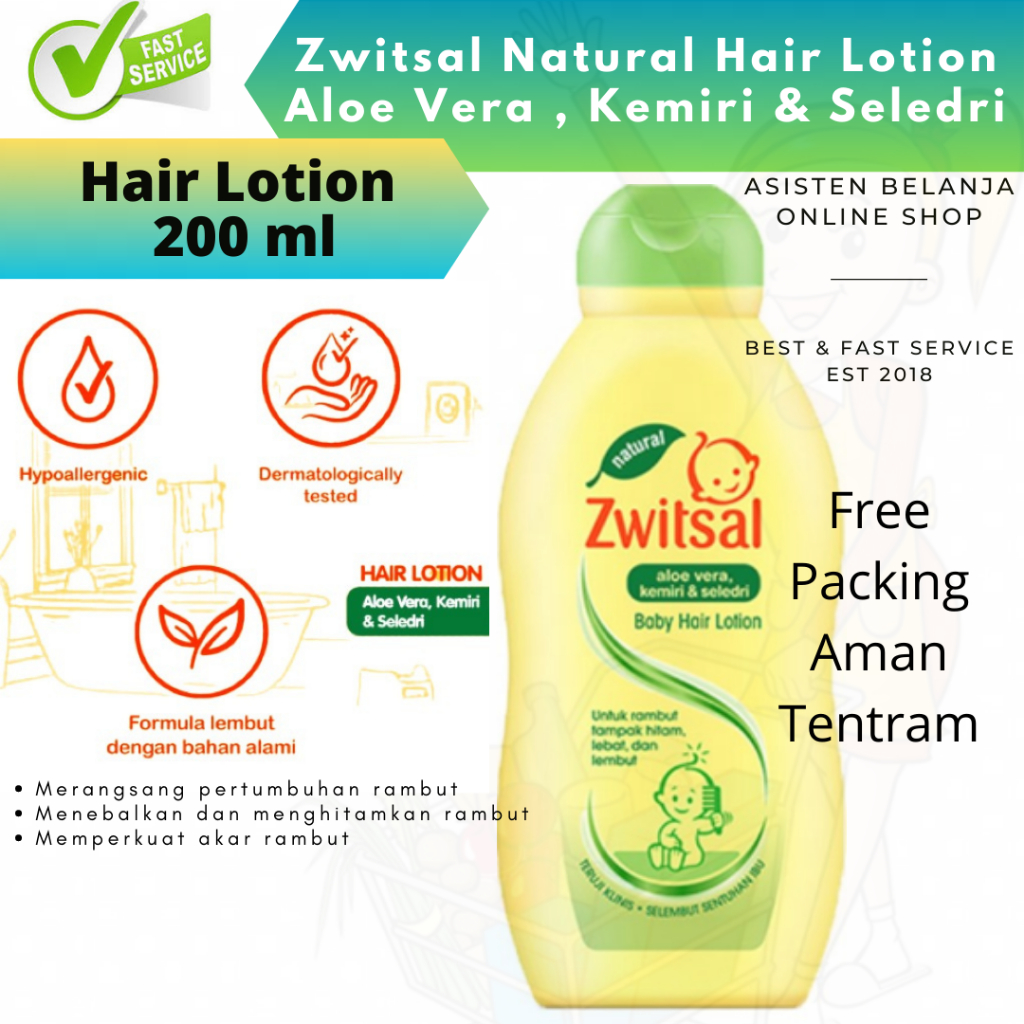 Zwitsal Hair Lotion 200ml Natural Baby Aloe Vera Kemiri Seledri 200 ml Minyak Rambut anak