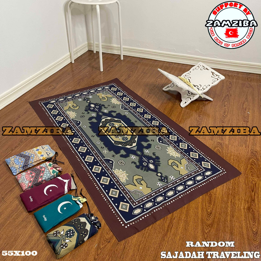 Sajadah Traveling Model Serut - Sejadah Sauvenir Ukuran Dewasa Perlengkapan Sholat