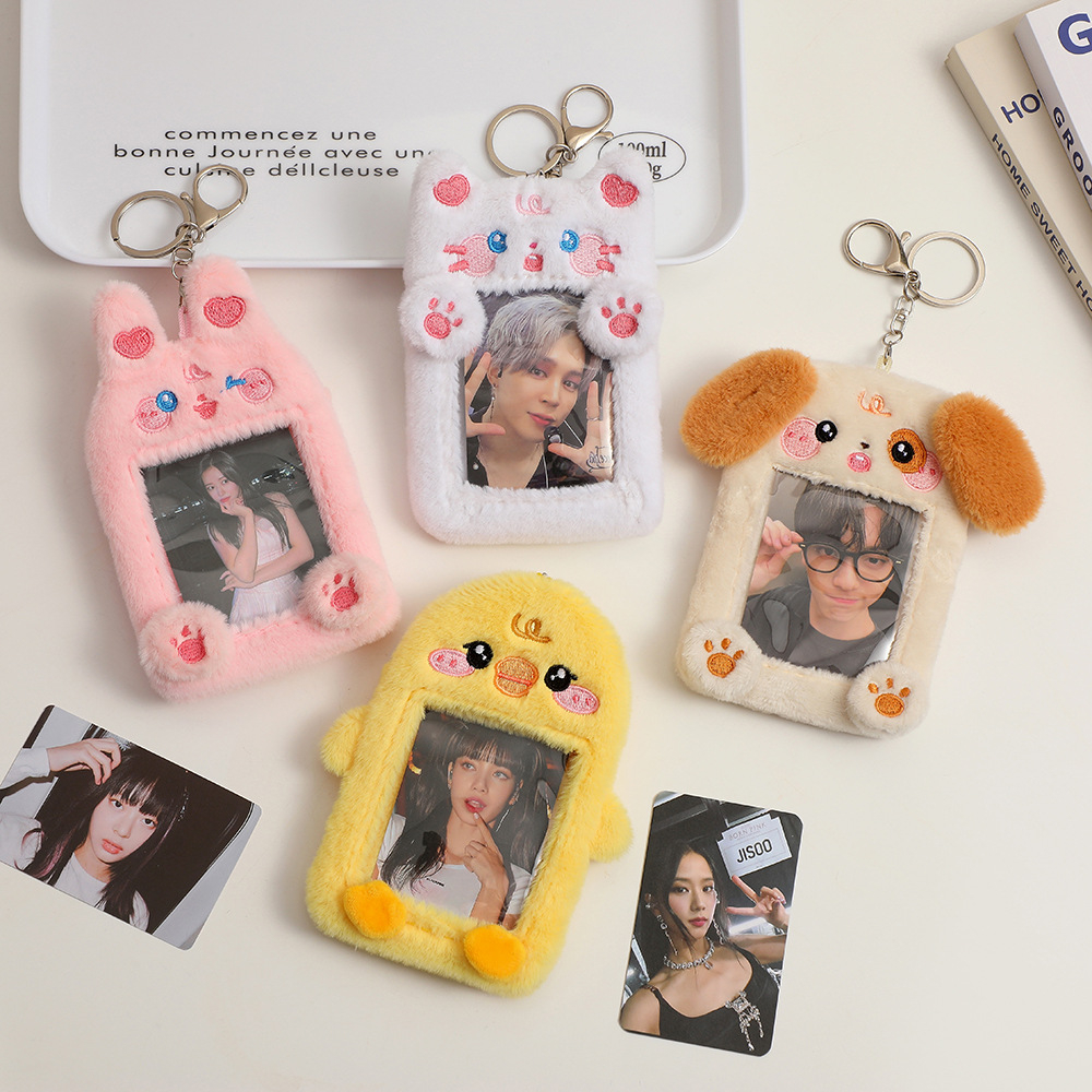 Photocard Holder Keychain Gantungan PC Card Holder Boneka Bulu Kpop