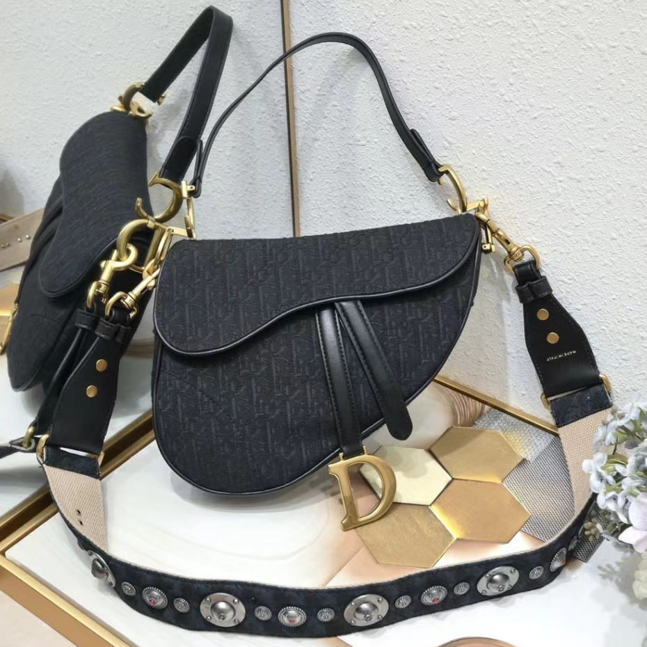 In stock, 2023 new Dior women's shoulder bag, Dior 100% original Dior Saddle vintage series saddle b