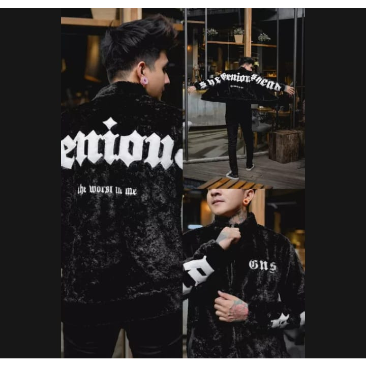 jaket sherva bulu ORIGINAL GENIUS MOTIF loreng army gaya anak muda korean style jaket sherva original