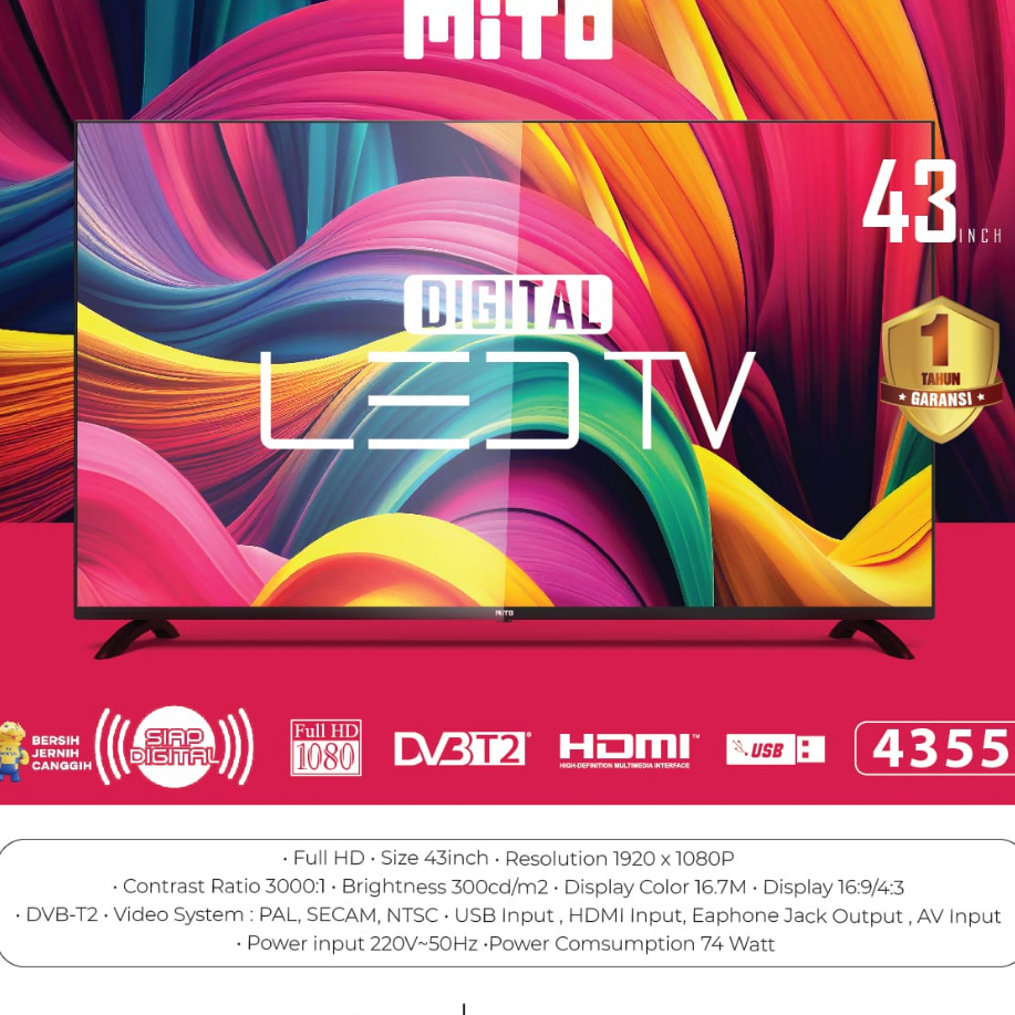 MITO Digital LED TV 4355 Full HD 43 Inch PRODUK TERBARU!!!