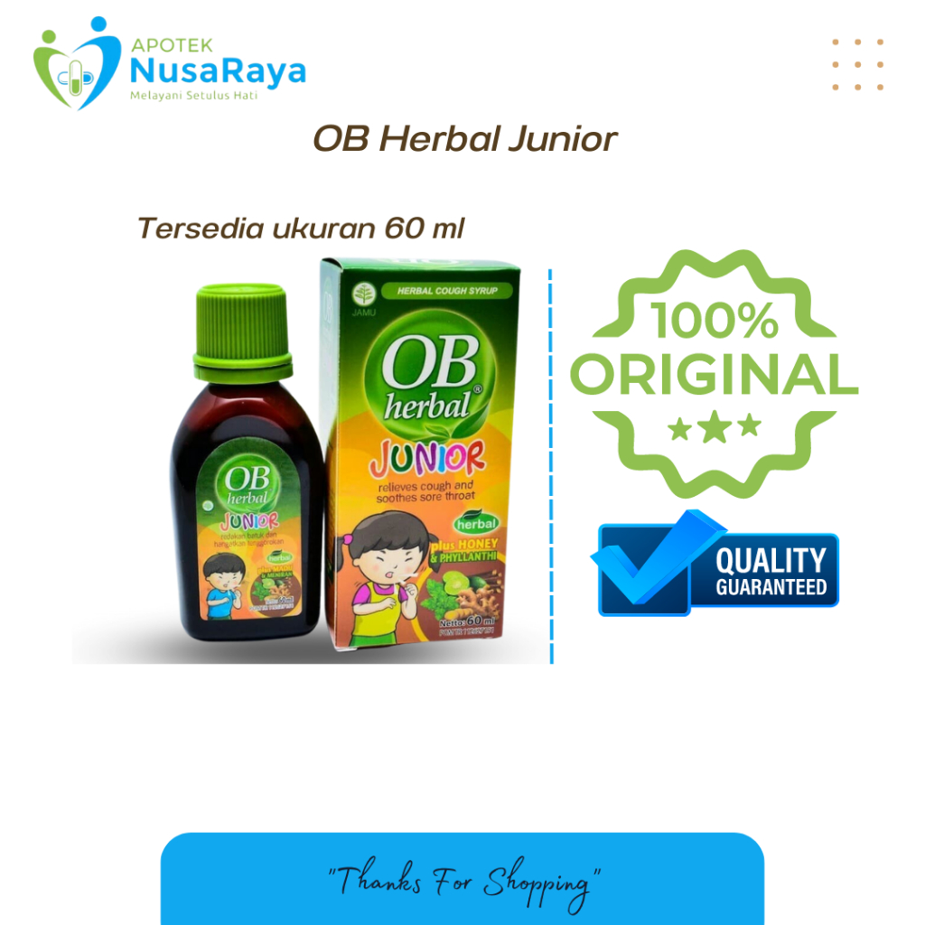 

OB HERBAL JUNIOR 60 ML Sirup Jamu Obat Batuk Anak Tradisional Alami