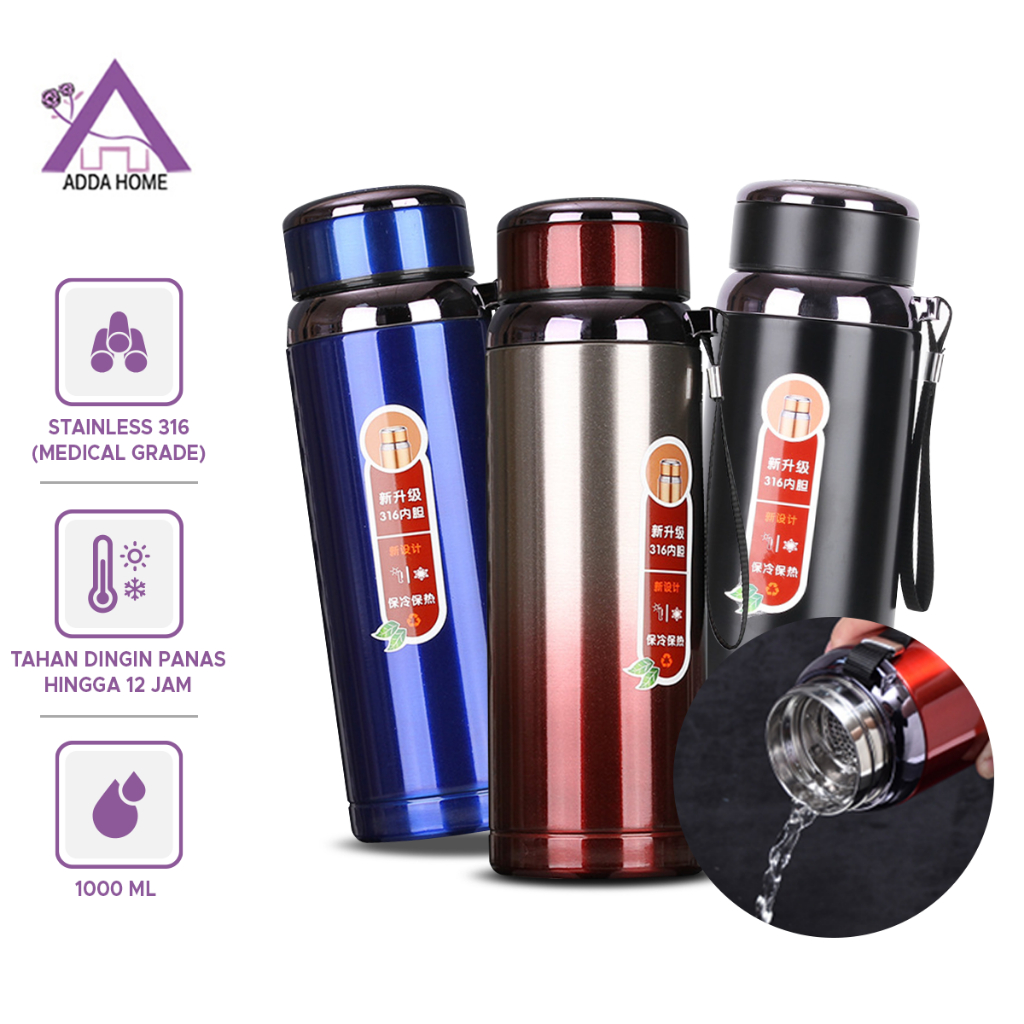 Botol Minum Termos Stainless 316 Travel Tahan Panas Dan Dingin Vacum Tumbler 1000 ML