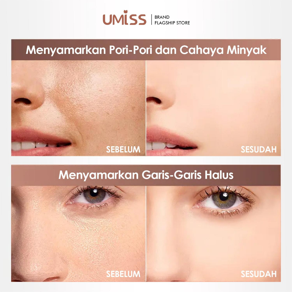 UMISS MAKE UP SET Liquid Foundation concealer+Eyeliner stamp DOUBEL HEAD waterproof bisa COD