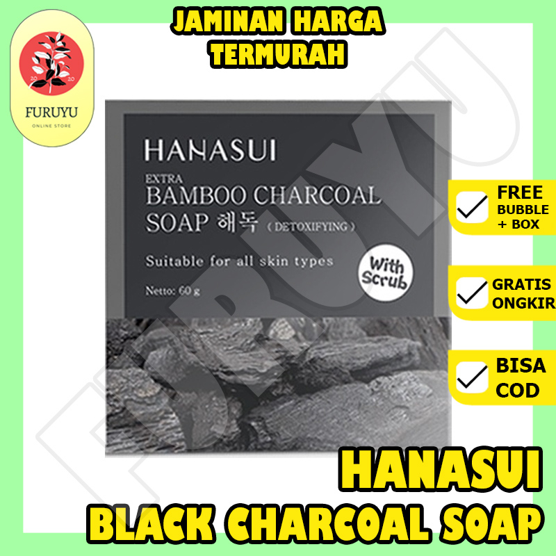 Sabun Batang Batangan Pencerah Pemutih Penghalus Kulit Tubuh Badan Alami Hanasui Bamboo Charcoal Soap Arang Penghilang Dark Spot Flek Hitam Pria Wanita Ori Cepat Permanen BPOM