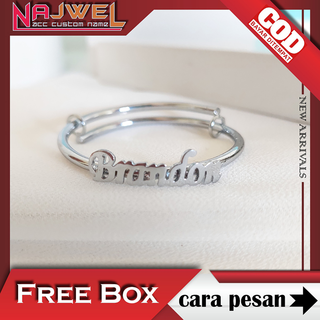 Gelang Titanium Custom Nama Anak Dewasa Anti Karat Aksesoris Fashion Bracelet Titanium Cocok Dipakai Sehari-hari