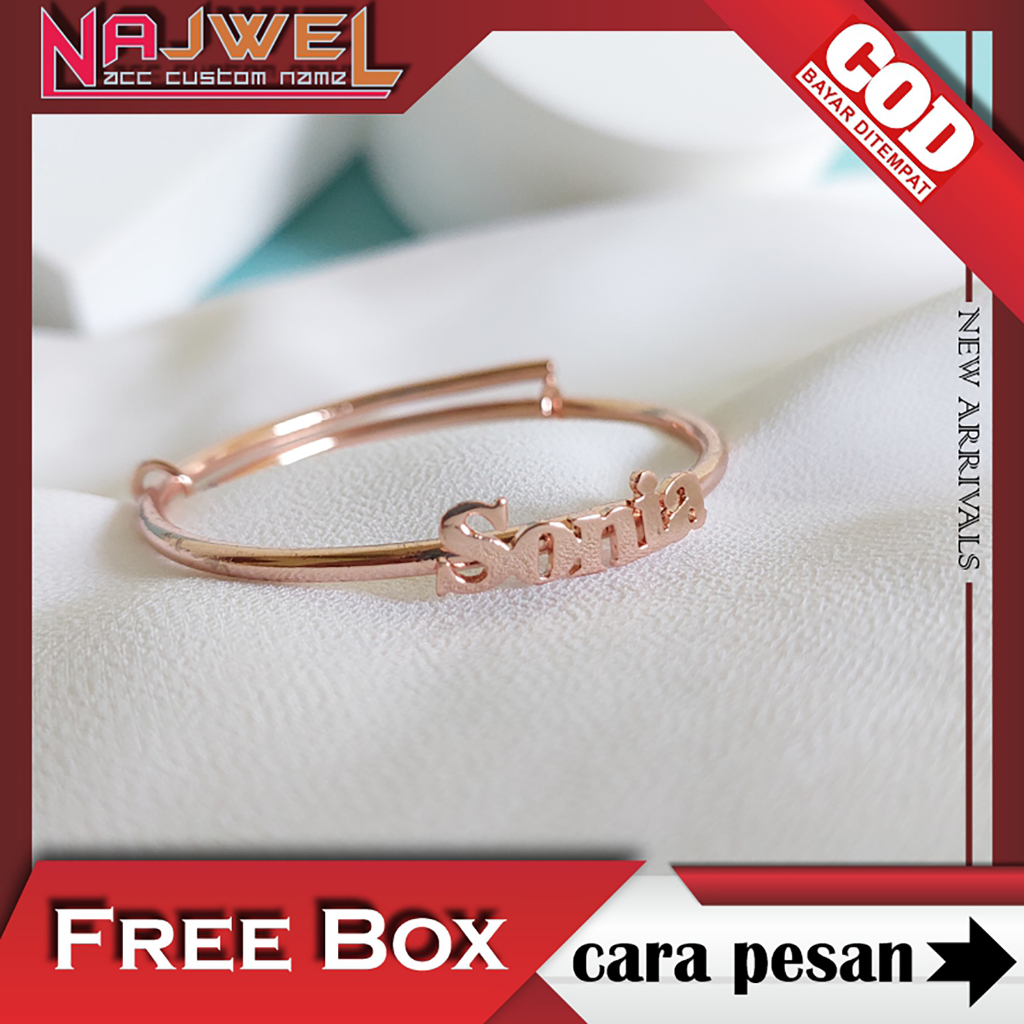 Gelang Titanium Custom Nama Anak Dewasa Anti Karat Aksesoris Fashion Bracelet Titanium Cocok Dipakai Sehari-hari