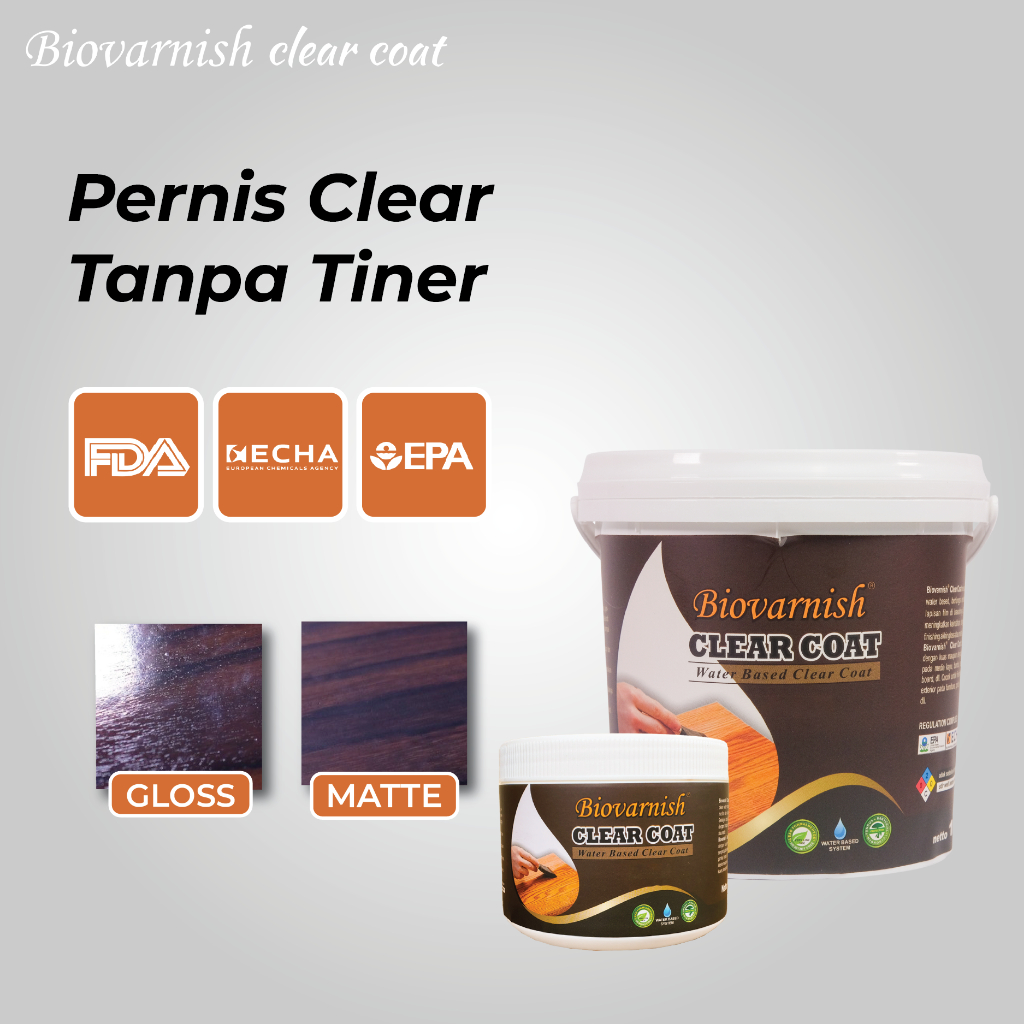 Pernis Kayu Transparan Waterbased | Biovarnish Clear Coat 1kg