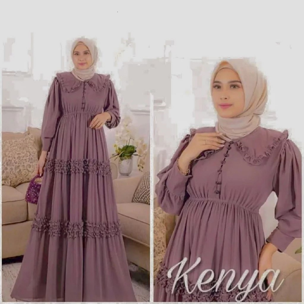 PRODUK TERBARU KENAYA DRESS Gamis Daily Polos Syari Wanita Muslim Lengan Panjang Busui Friendly Baju