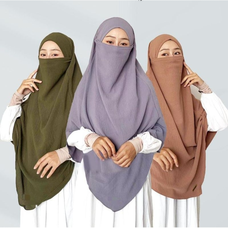 KERUDUNG BERGO JILBAB INSTAN CRINGKEL AIRFLOW FRENCH KHIMAR CADAR TALI(free cadar)