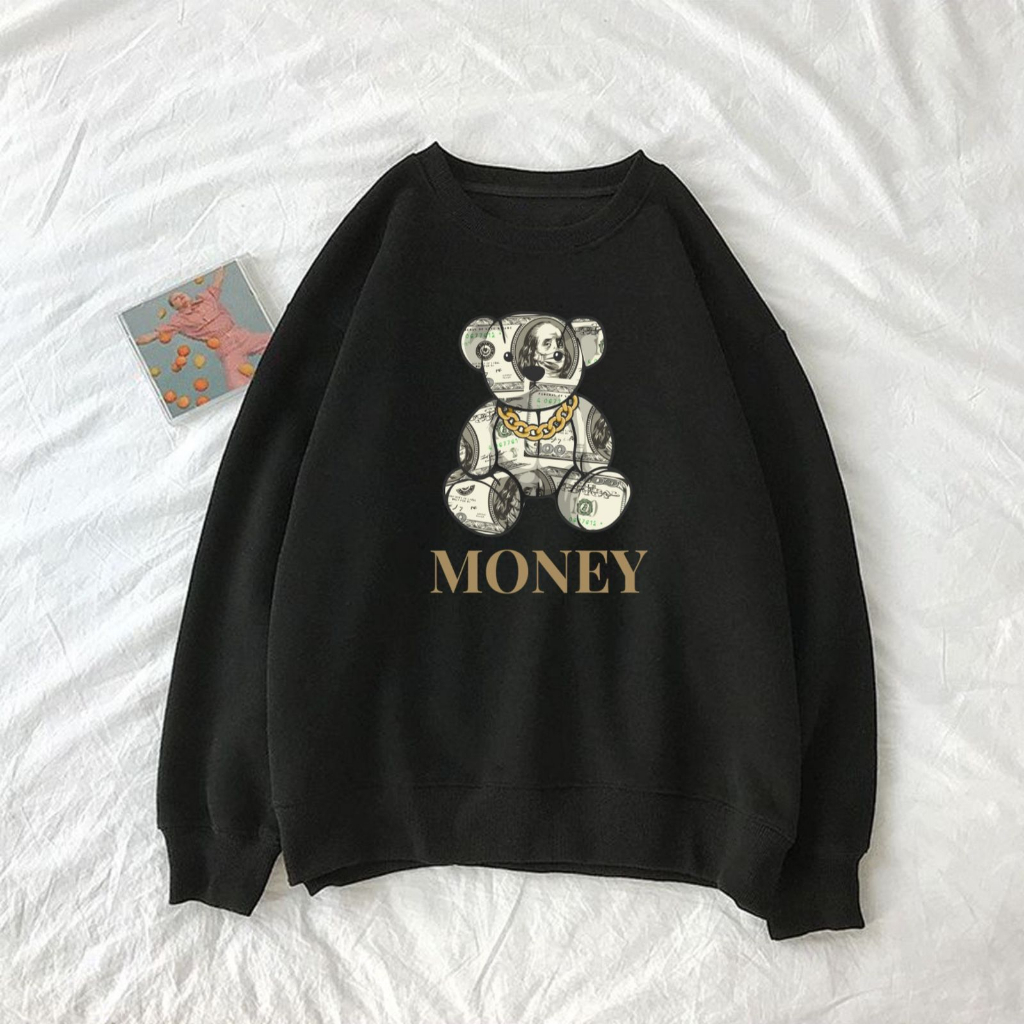 MONEY TEDDY Swaeter Oversize Wanita Size M - L - XL - XXL