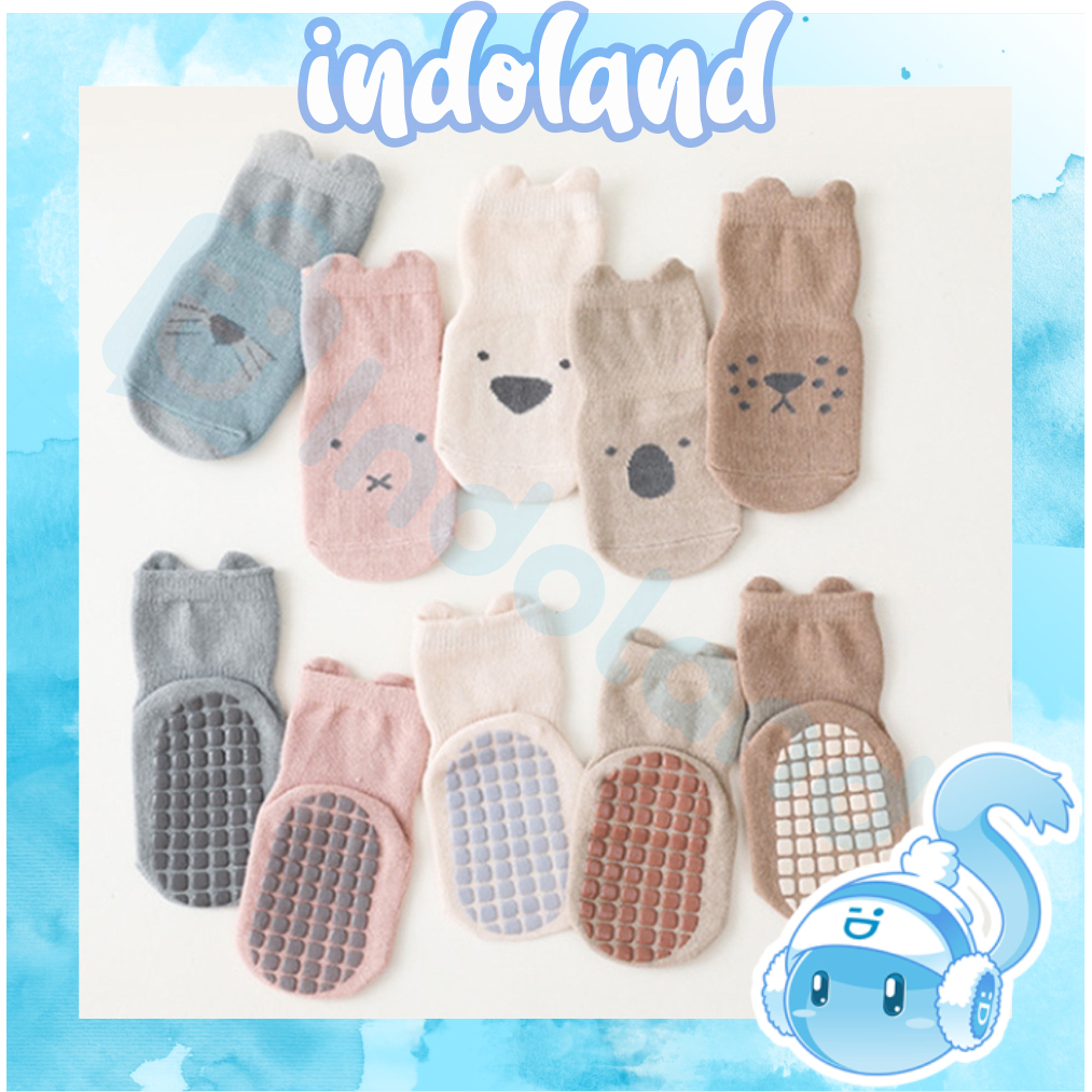 ☀ INDOLAND ☀ Kaos Kaki Anak Perempuan Anti Slip Motif Animal Lucu KK074