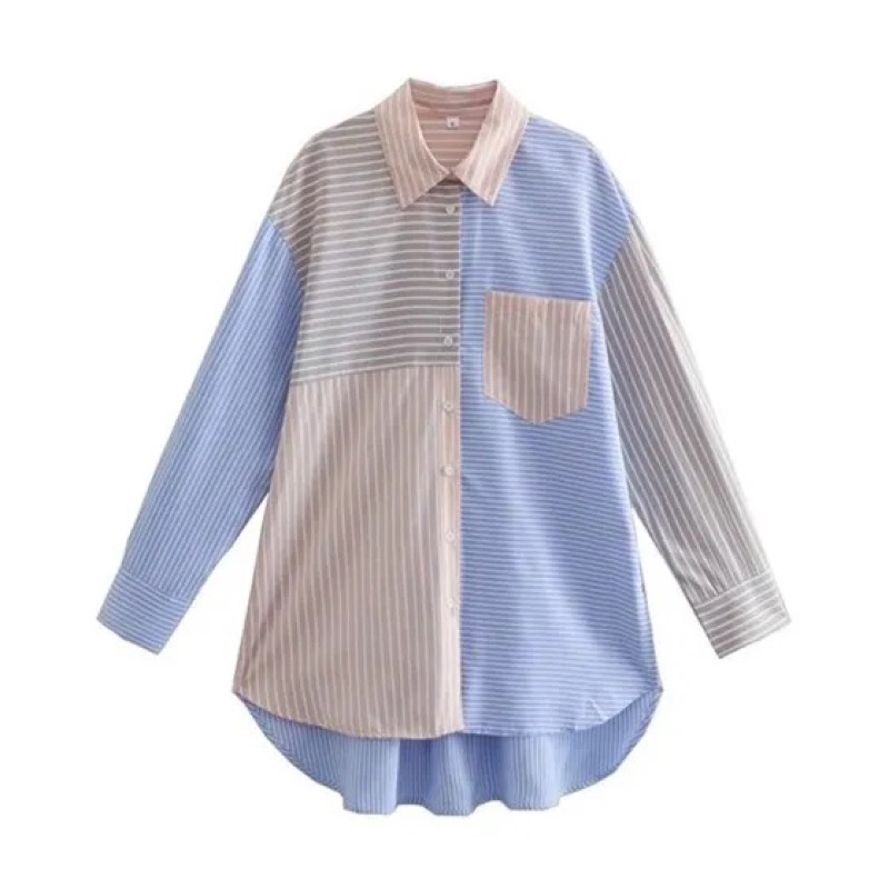JC Multi Stripe Blouse Import Oversize Bigsize