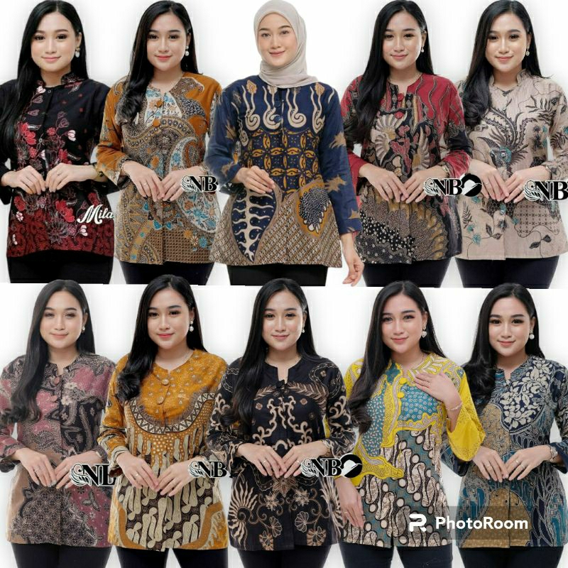 Blus Batik Atasan Batik Wanita Modern Sakura Merah Putri Malu Cibulan Biru Pink Toska Encim Teratai