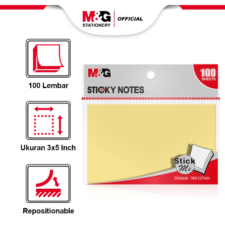 

M&G Sticky Notes Memo Tempel 100 Lembar Kertas Warna Kuning 76x127mm (655)