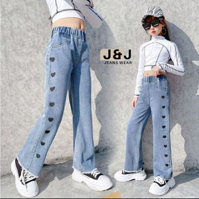 celana kulot jeans rawis motif love // celana kulot jeans rawis anak wanita // celana kulot jeans ra